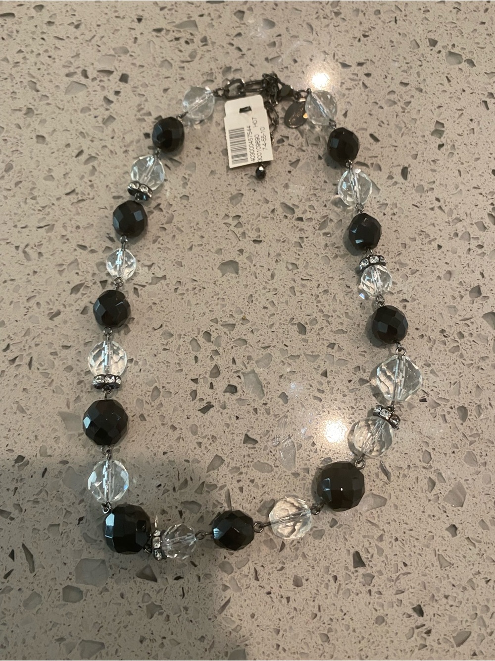 White House Black Market Black and Clear Faceted Bead Necklace